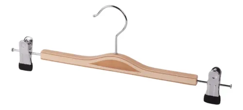 10 Colgadores Madera Metal Falda Pantalón Con Pinzas Madera 7