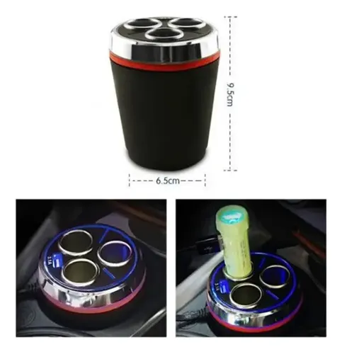 Adaptador Para Enchufe Encendedor Auto 1 A 3 Triple + Usb 3