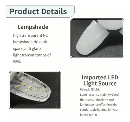 Ampolleta Led 28w Angulo Ajustable 4 Aspas 4+1 Ampolletas Blanca Ly-434 8