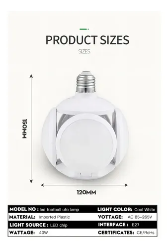 Ampolleta Led Genérica Ampolleta Plegable Globo Color Blanco Blanco Frío 10