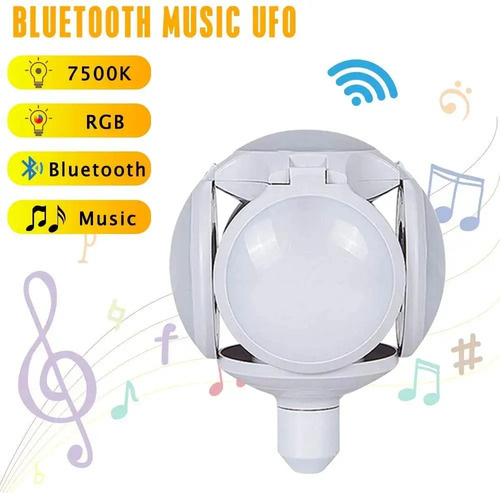 Ampolleta Ufo  Parlante Bluetooth E27 Plegable Music Blanco Frío 3