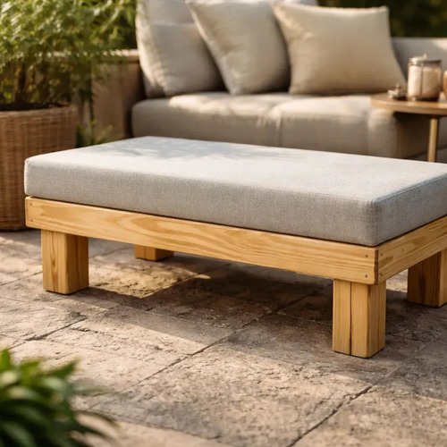 Banca Banqueta Asiento De Madera Terraza Camping Eventos Madera Oscuro Beige