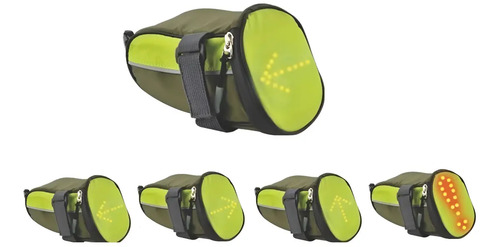 Bolso Desmaled Verde Con Luz Led Sillín Bicicleta Cha-03 Señales Control Remoto