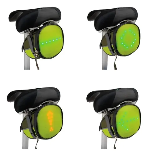 Bolso Verde Luz Led Sillín Bicicleta  Señales Control Remoto Verde 7