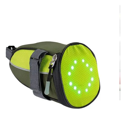 Bolso Verde Luz Led Sillín Bicicleta  Señales Control Remoto Verde 8
