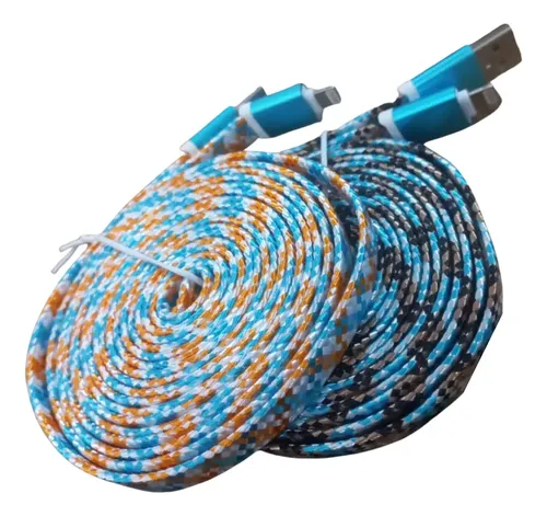 Cables Micro Usb V8 Trenzado Plano Resistentes 3 Mts 10 Unid Multicolor 5