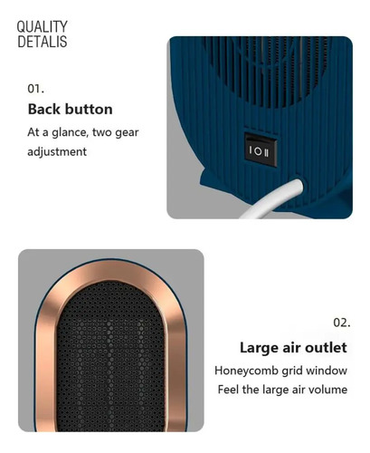 Calefactor Eléctrico Cerámica Estufa Portatil Verde Oscuro 5
