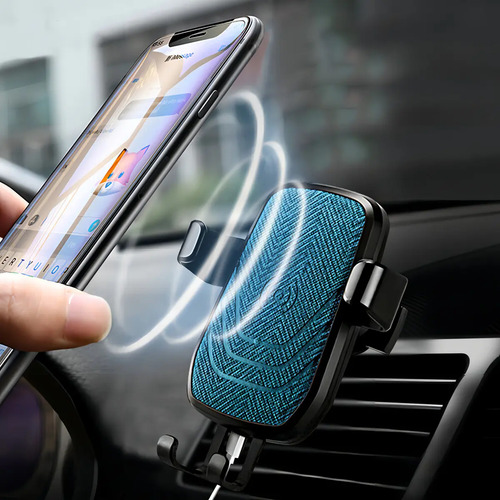 Cargador Soporte Auto Inalambrico Qi iPhone 8 Plus X S7 S8 Azul 4