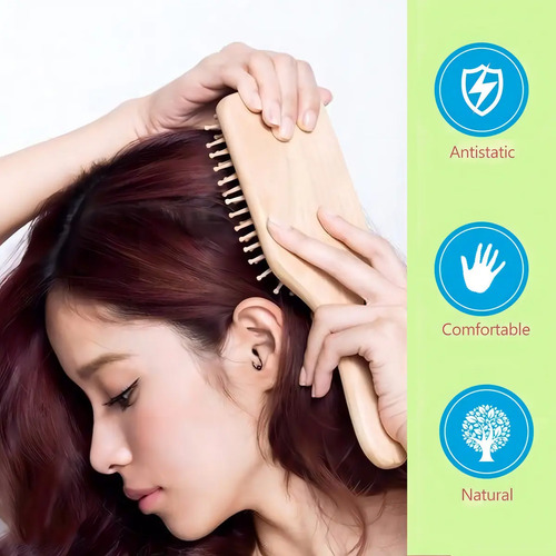 Cepillo Pelo Cabello Bambu Ecologico Masajeador 6