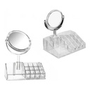 Cosmetiquero Acrílico Organizador De Maquillaje Con Espejo 3