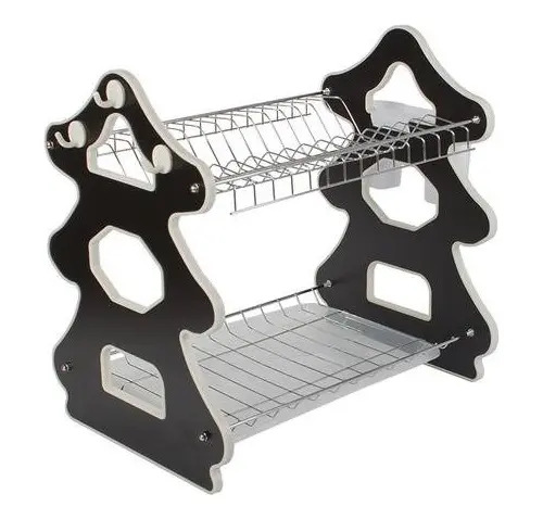 Secador Platos Multiusos 2 Niveles Porta Cubiertos Y Drenaje Cromo 2