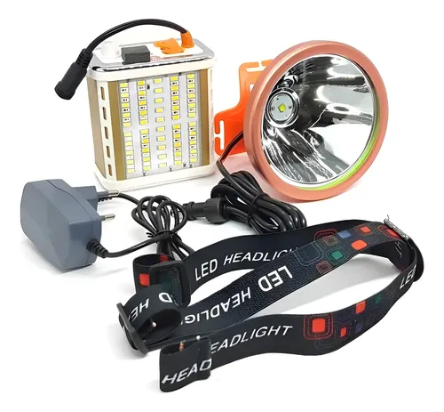 Foco Led  Largo Alcance Linterna Minera Usb Camping Naranja