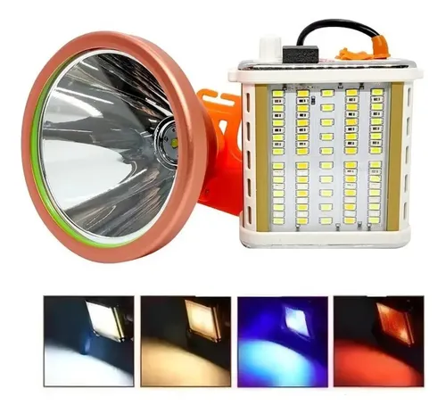 Foco Led  Largo Alcance Linterna Minera Usb Camping Naranja 2
