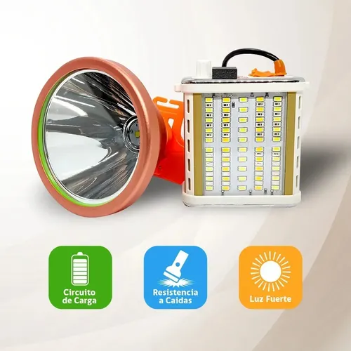 Foco Led  Largo Alcance Linterna Minera Usb Camping Naranja 4