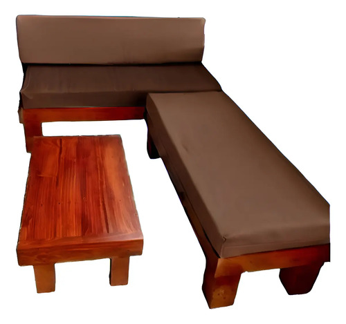 Juego De Terraza Rustico Living Para Departamentos Madera Estructura Marrón