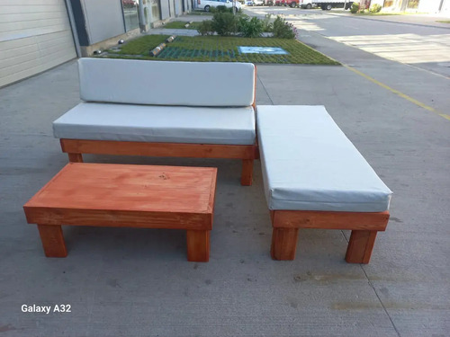 Juego De Terraza Rustico Living Para Departamentos Madera Estructura Marrón 2