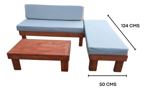 Juego De Terraza Rustico Living Para Departamentos Madera Estructura Marrón 3