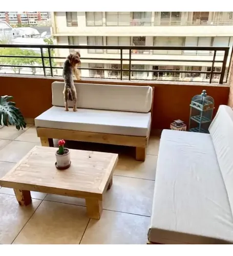 Juego De Terraza Rustico Living Para Departamentos Madera Estructura Marrón 6