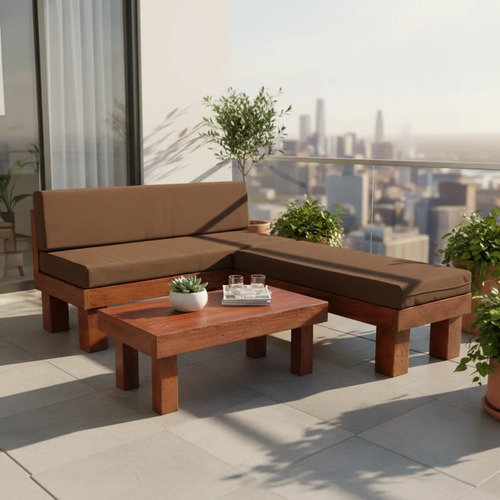 Juego De Terraza Rustico Para Departamentos Madera 3