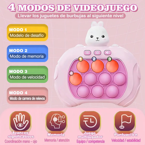 Juego Quick Push Pop It Electrónico Sensorial Color Unicornio Antiestrés 5