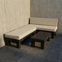 Juego Terraza Madera Negro Departamento Balcones + Cojines Negro Cojin Beige 4