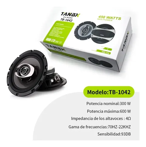 Kit 2 Parlante Auto Tanbx Tb-1642 450w 3 Vias Negro Tb-1642 9