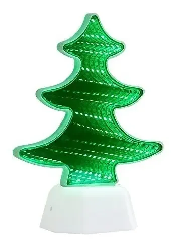 Lampara Espejo Led 3d Pino Navidad Ilusion Tunel Infinito Blanco 2