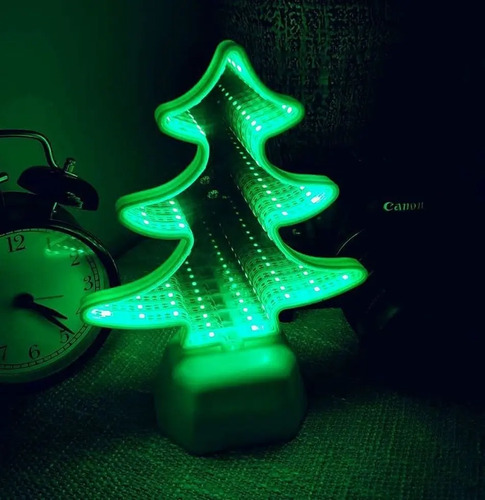 Lampara Espejo Led 3d Pino Navidad Ilusion Tunel Infinito Blanco 3