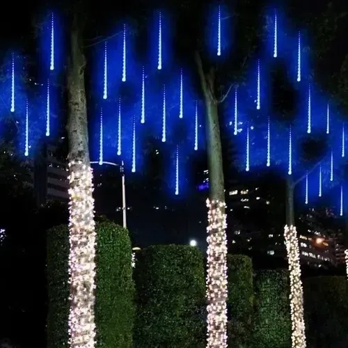 Luces Led Guirnalda Lluvia Meteoro Cascada Navidad Azul 4