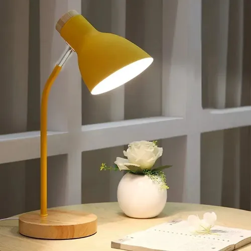 Lámpara De Escritorio, Lámpara De Mesa Ajustable De Madera  Amarillo