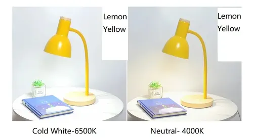 Lámpara De Escritorio, Lámpara De Mesa Ajustable De Madera  Amarillo 2