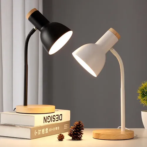 Lámpara De Escritorio, Lámpara De Mesa Ajustable De Madera  Negro 3