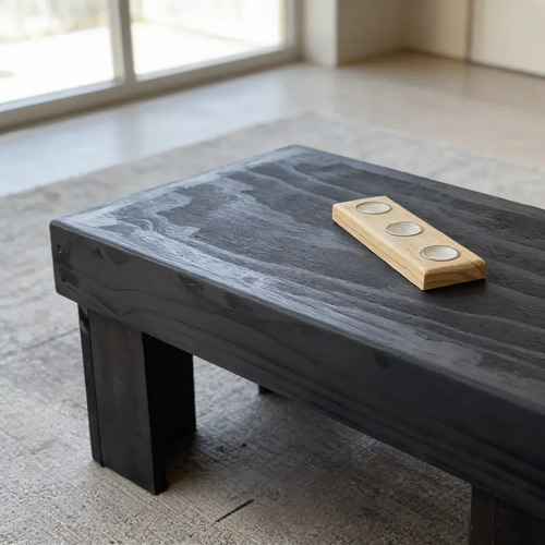 Mesa De Centro Madera Nacional Rustico Para Sala Y Terraza Negro 2
