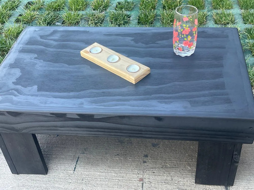 Mesa De Centro Madera Nacional Rustico Para Sala Y Terraza Negro 5
