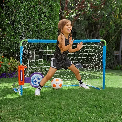 Mini Portería Little Tikes 2 En 1 Con Rociador De Agua Balón 2