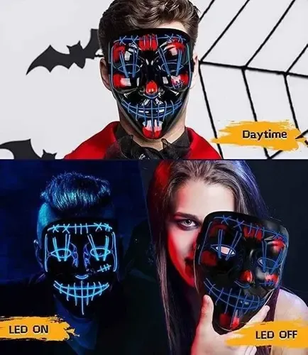 Máscara La Purga Halloween Colores Led Neon Fluor 3