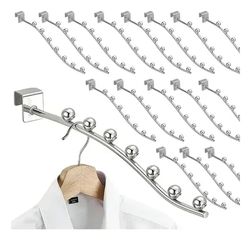 Pack 6 Ganchos Cascada Blistero 9 Puntos Panel Ranurado 40cm Plateado