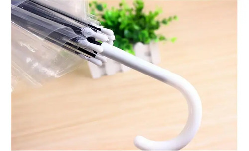 Paraguas Plegable Transparente De Pvc Para Adultos Con Apertura Automática Lila Liso 6