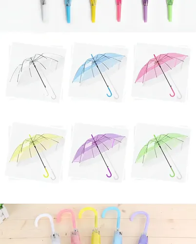 Paraguas Transparentes Para La Lluvia A Prueba De Viento Color Rosa Claro Liso 3