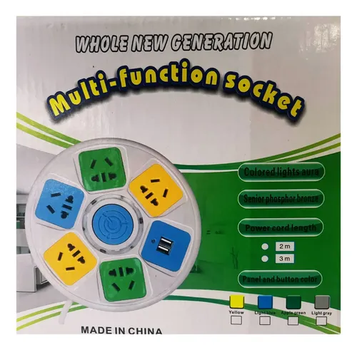 Redondo Alargador Zapatilla Eléctrica 5 Posiciones 2 Usb 2 M Blanco 3