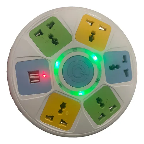 Redondo Alargador Zapatilla Eléctrica 5 Posiciones 2 Usb 2 M Blanco 5