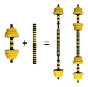 Set Kit Par Mancuerna Cementada Pvc Ajustable Extension 30kg Amarillo 2