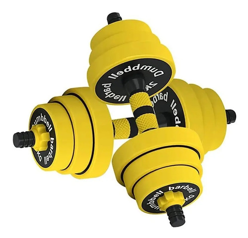Set Kit Par Mancuerna Cementada Pvc Ajustable Extension 30kg Amarillo 4