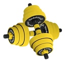 Set Kit Par Mancuerna Cementada Pvc Ajustable Extension 30kg Amarillo 4