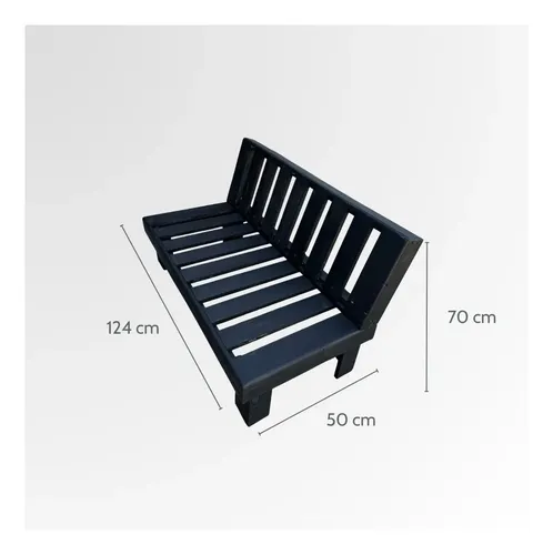 Set Living Terraza Rustica Industrial Cojines Y 100% Madera Negro 7