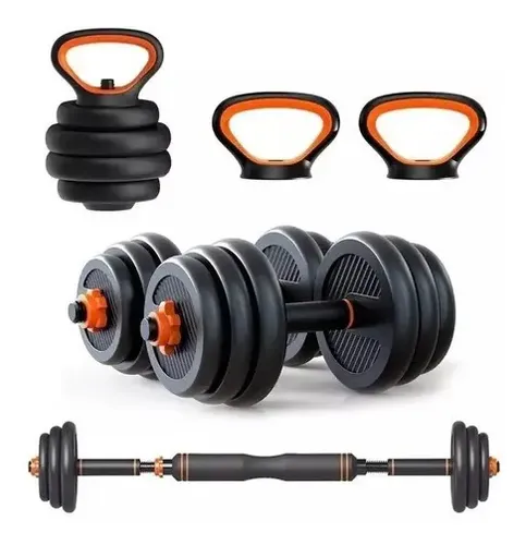 Set Mancuernas 6x1 Barra Rusa Kettlebell Ajustables 30 Kg Negro 2