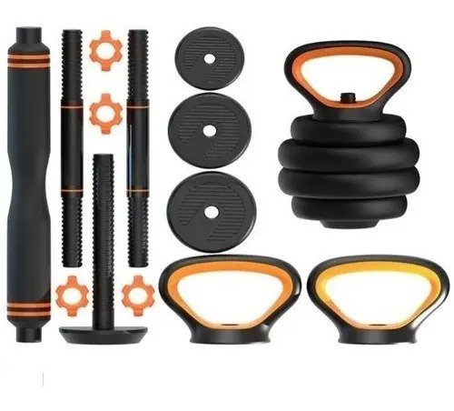Set Mancuernas 6x1 Barra Rusa Kettlebell Ajustables 30 Kg Negro 4