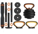 Set Mancuernas 6x1 Barra Rusa Kettlebell Ajustables 30 Kg Negro 4