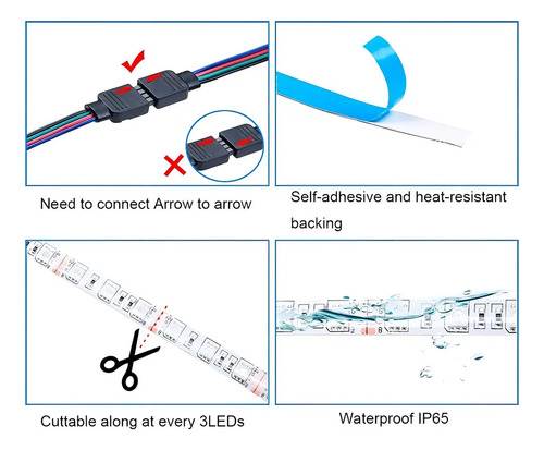 Tira De Luces Spin Led 5mts/300rgb 3528 Todo Los Colores 5m Ip65 Todos Los Colores 9