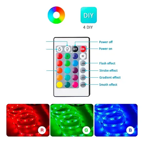 Tira De Luces Spin Led 5mts/300rgb 3528 Todo Los Colores 5m Todos Los Colores 2